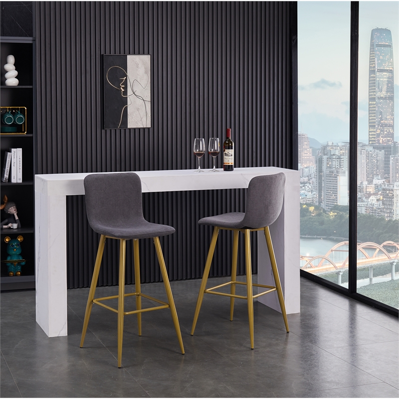 FurnitureR 26 IN Upholstered Metal Frame Bar Stool (Set of 2)