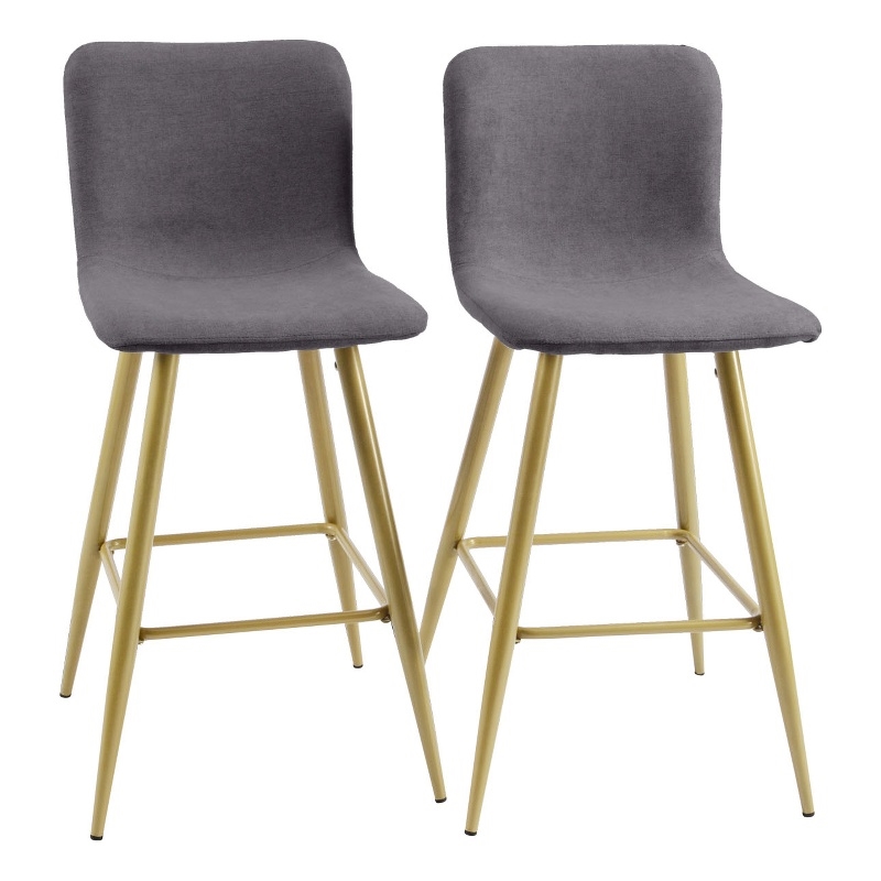 FurnitureR 26 IN Upholstered Metal Frame Bar Stool (Set of 2)