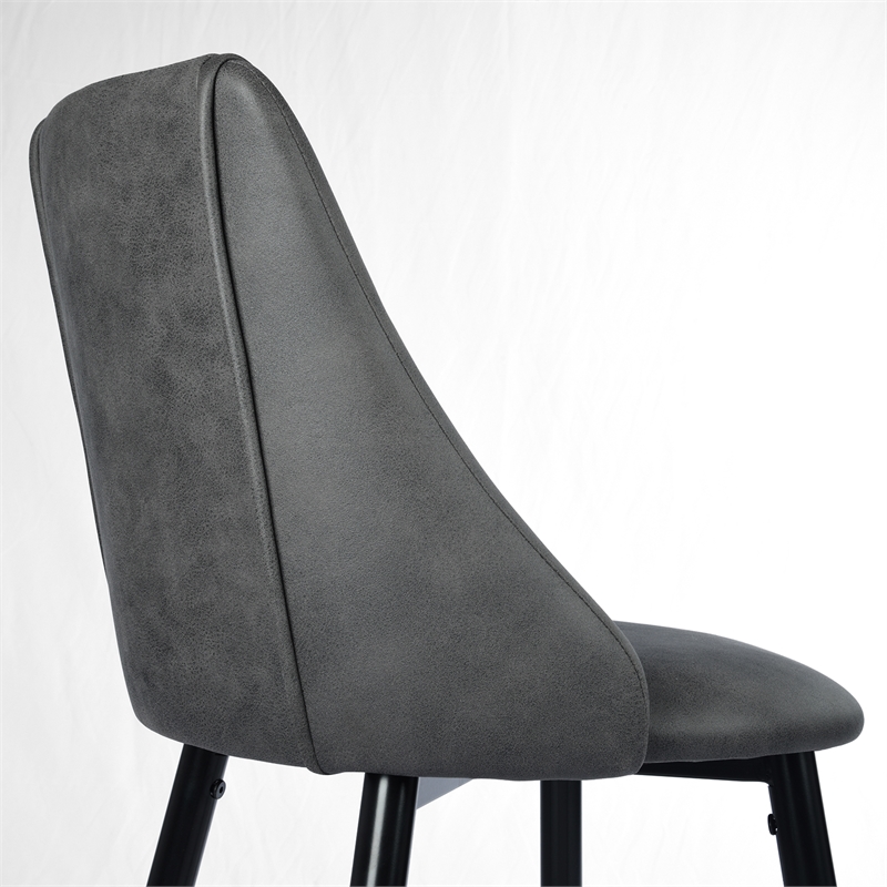 FurnitureR 30'' Modern Barstool Faux Leather Black Legs Set of 2