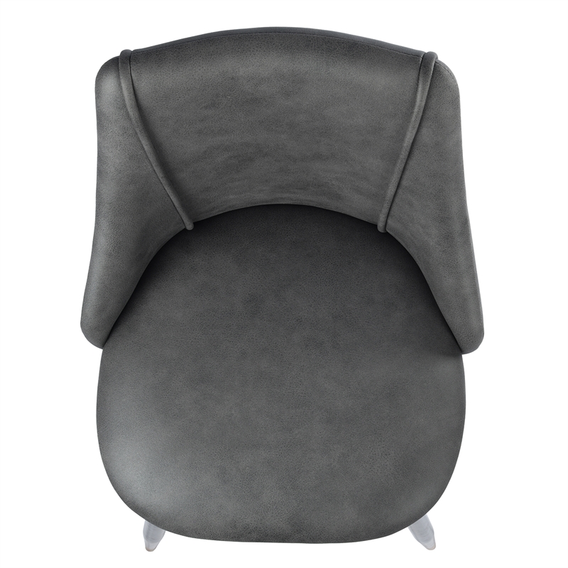 FurnitureR 30'' Modern Barstool Faux Leather Black Legs Set of 2