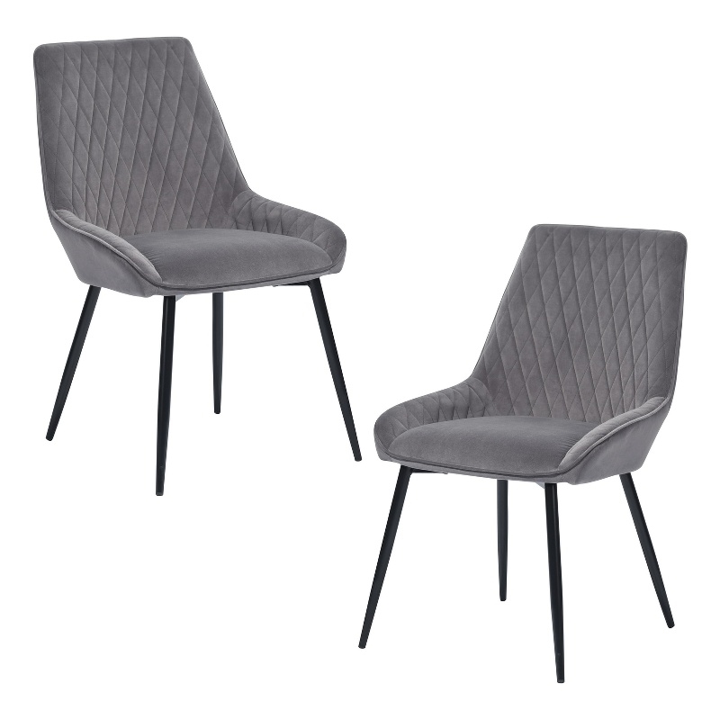 Homycasa Grey Velvet Upholstery Arm Dining Chairs ( Set of 2 ) Cymax Business