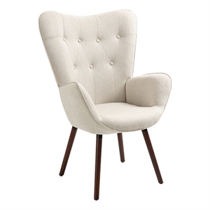homycasa beige fabric upholstered tufted armrest wingback arm chair