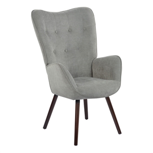 homycasa grey fabric upholstered tufted armrest wingback arm chair