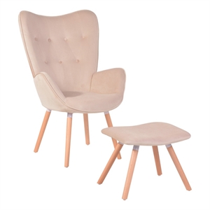 homycasa pink tufted velvet armchair accent chair with ottoman stool
