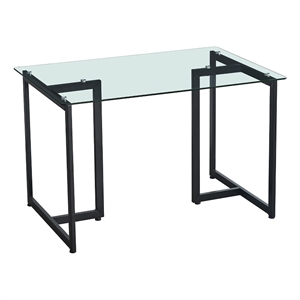Homycasa 47 INTempered Glass Top Black Base Elegant Dining Table
