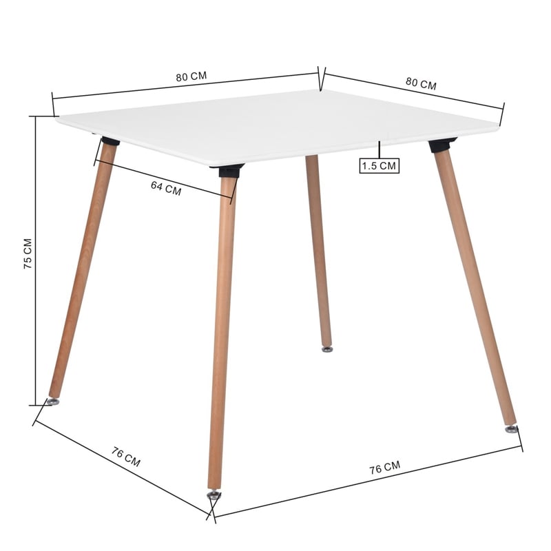 Homycasa 31.5 IN Dining Table Solid Wood Square Legs White