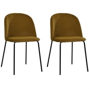 Homycasa Yellow Fabric Dining Chairs (Set of 2)