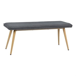 Homycasa Gray Fabric Upholstered Bench Oak Leg