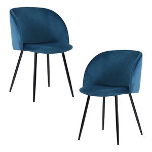 homycasa blue velvet upholstered arm chair set of 2