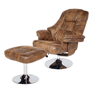 homycasa leather upholstered swivel lounge chair with ottoman