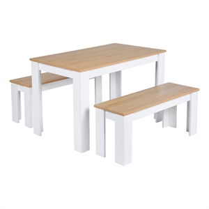 homycasa 3 piece dining set 47.2'' dining table with 2 benches