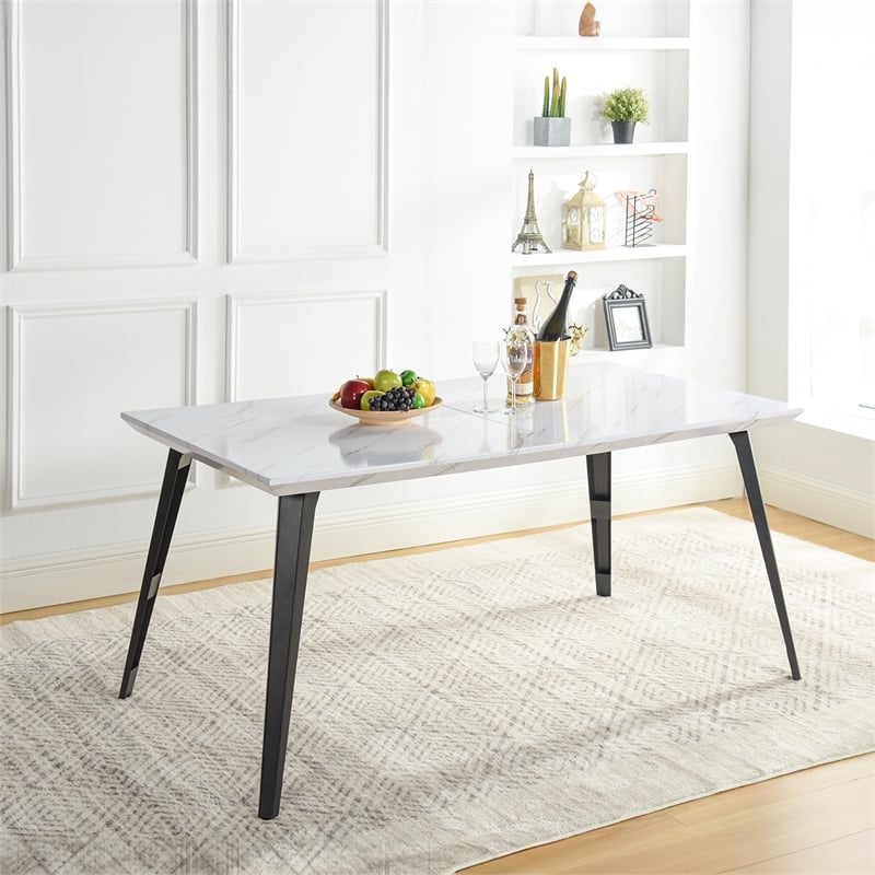 Homycasa Modern 63in Dining Table-Marble White
