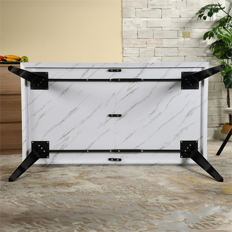 Homycasa Modern 63in Dining Table-Marble White