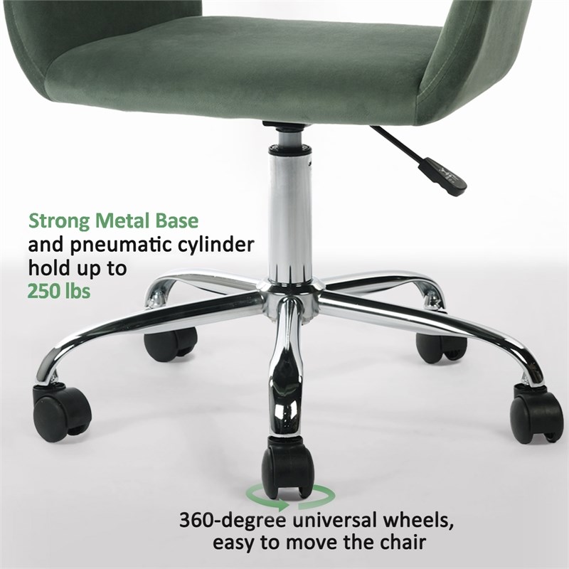 Homycasa Velvet Office Chair Chrome Base-Cactus