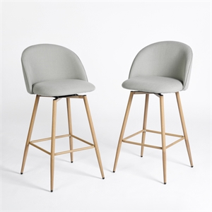 Homycasa 26&quot Swivel Fabric Upholstered Counter Stool in Gray (Set of 2)