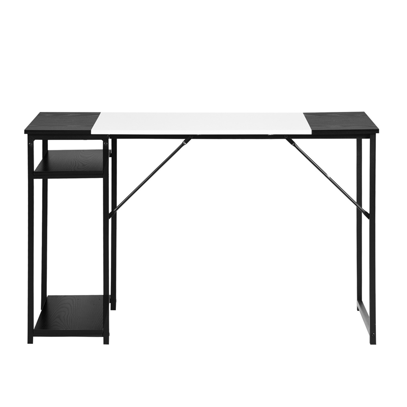 Homycasa Black and White Modern Industrial Computer Desk with Storage Shelves