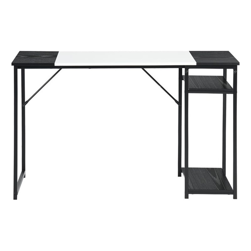Homycasa Black and White Modern Industrial Computer Desk with Storage Shelves