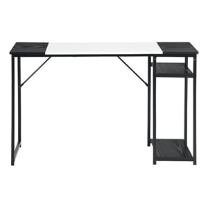 Homycasa Black and White Modern Industrial Computer Desk with Storage Shelves
