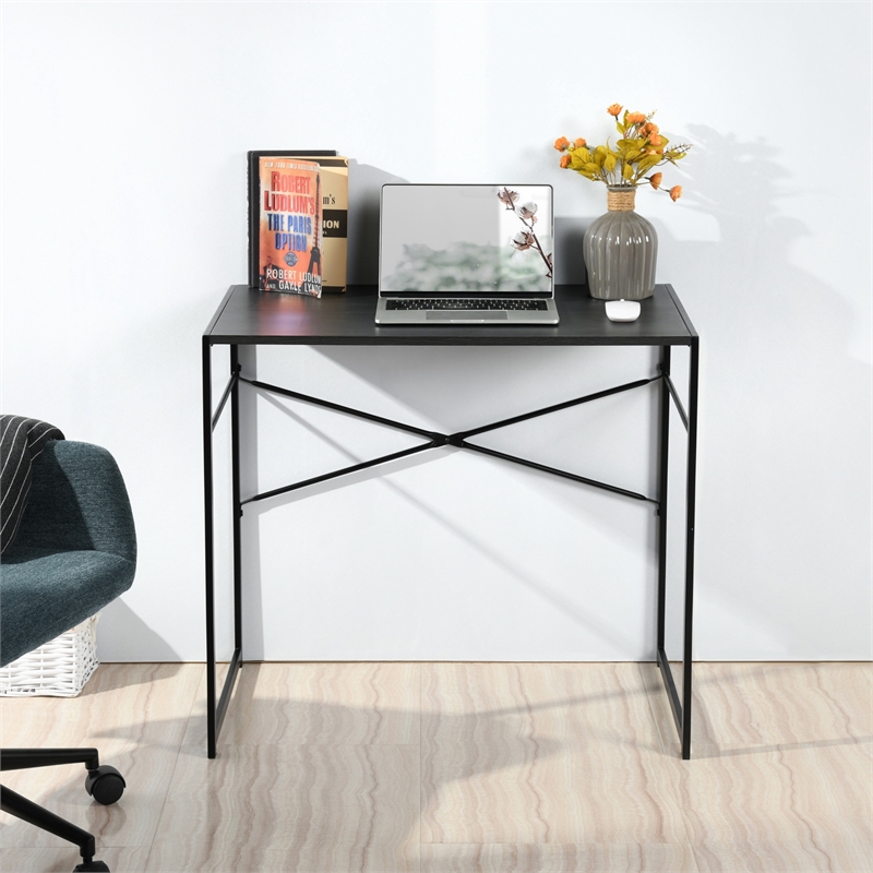 Homycasa Black Modern Minimalist Style Compact Industrial Computer Desk