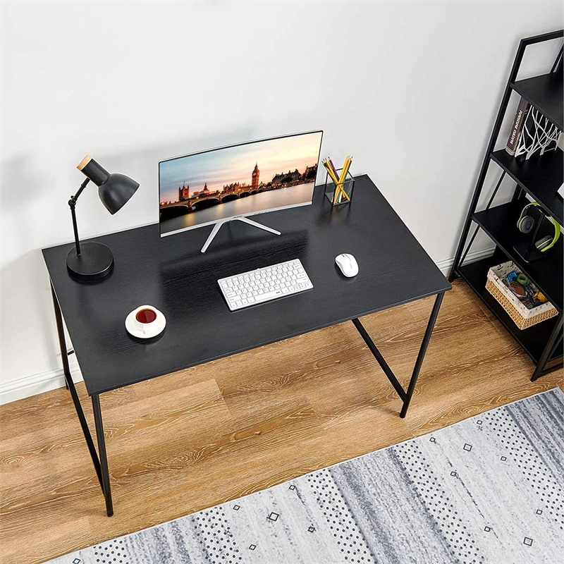 Homycasa Black Spacious Work Surface Modern Industrial Computer Desk