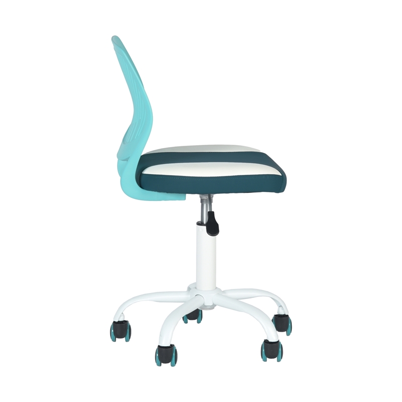 Homycasa Teal and White Mesh Back Office Armless Task Chair
