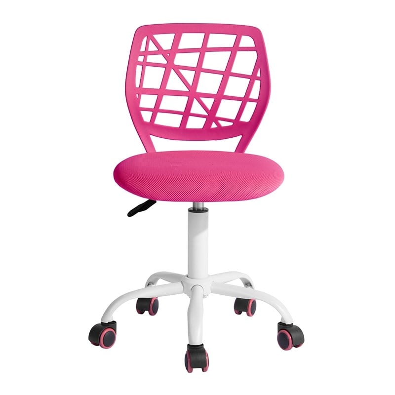 Homycasa Pink Mesh Back Office Chair-Adjustable Armless Task Chair
