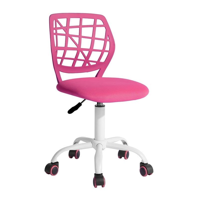 Homycasa Pink Mesh Back Office Chair-Adjustable Armless Task Chair