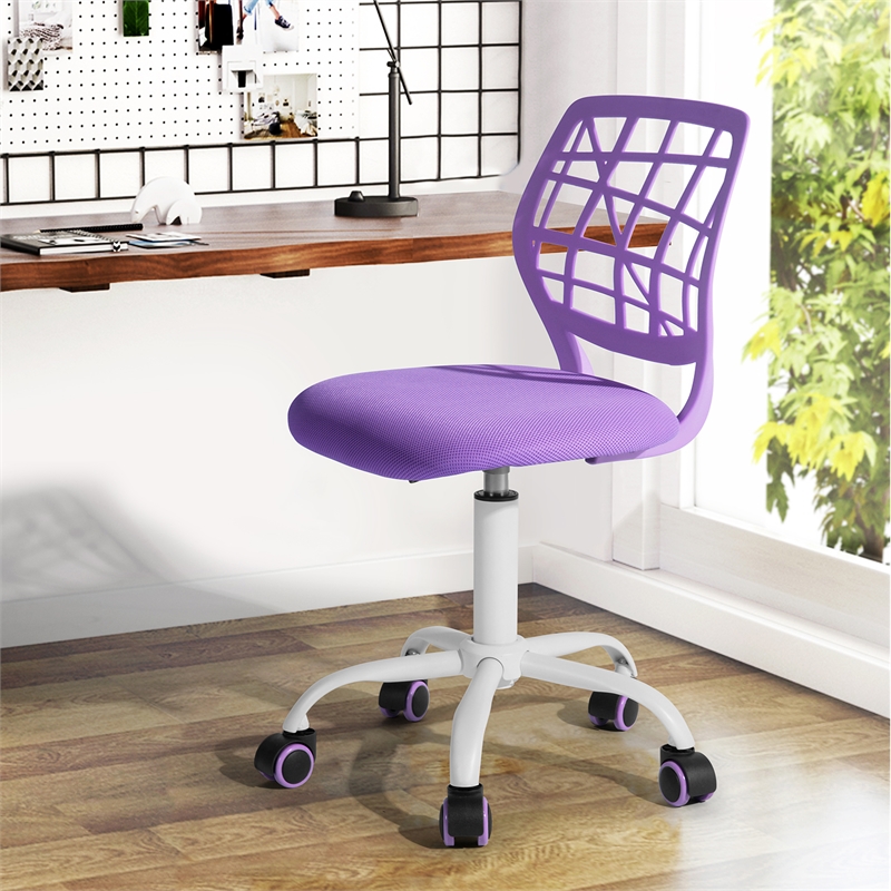 Homycasa Purple Mesh Back Office Chair-Adjustable Armless Task Chair