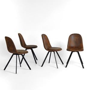 Homycasa Brown Suede Upholstered Kitchen Chairs-Comfortable Seat