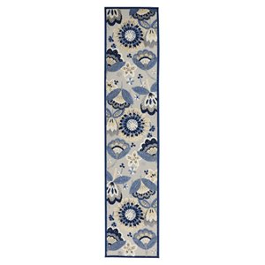 Nourison Aloha 27x144&quot Runner Contemporary Fabric Area Rug in Blue/Navy