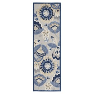 Nourison Aloha 24x72&quot Runner Contemporary Fabric Area Rug in Blue