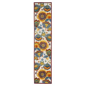 Nourison Aloha 27x144&quot Runner Contemporary Fabric Area Rug in Blue/Red