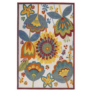Nourison Aloha 72x108&quot Rectangle Contemporary Fabric Area Rug in Multi-Color
