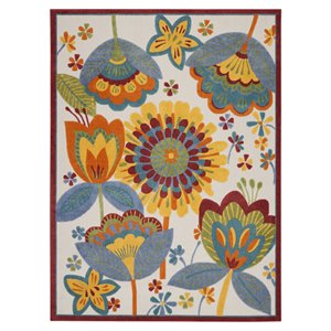 Nourison Aloha 94x126&quot Rectangle Contemporary Fabric Area Rug in Multi-Color