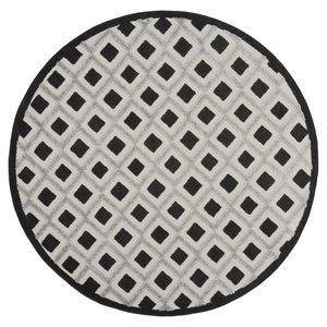 Nourison Aloha 48x48&quot Round Fabric Diamond Motif Area Rug in Black