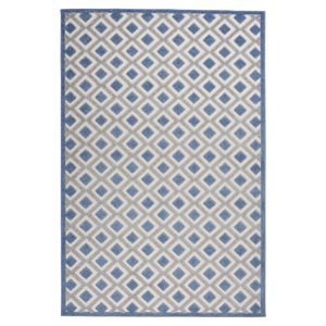 Nourison Aloha 42x66&quot Rectangle Fabric Diamond Motif Area Rug in Blue