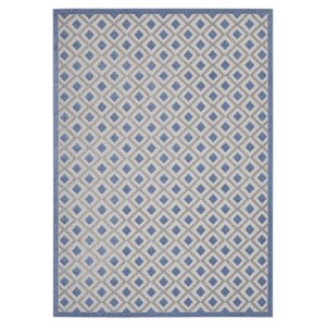 Nourison Aloha 94x126&quot Rectangle Fabric Diamond Motif Area Rug in Blue