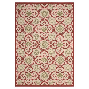 Nourison Caribbean 47x71&quot Rectangle Transitional Fabric Area Rug in Red
