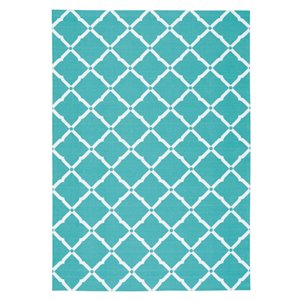 Nourison Home & Garden 51x75&quot Rectangle Fabric Area Rug in Aqua Blue