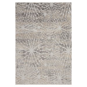 Nourison Sleek Textures 47x71&quot Rectangle Contemporary Fabric Area Rug in Beige