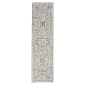 Nourison Sleek Textures 26x90&quot Runner Traditional Fabric Area Rug in Gray