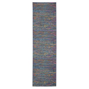 Nourison Passion 22x72&quot Runner Contemporary Fabric Area Rug in Blue/Fuchsia