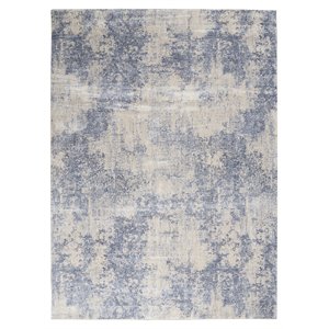 Nourison Sleek Textures 94x126&quot Rectangle Fabric Area Rug in Blue/Ivory