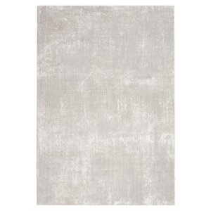 Nourison Sleek Textures 47x71&quot Rectangle Fabric Area Rug in Gray/Ivory