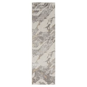 Nourison Sleek Textures 26x90&quot Runner Contemporary Fabric Area Rug in Brown