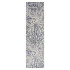 Nourison Sleek Textures 26x90&quot Runner Contemporary Fabric Area Rug in Blue