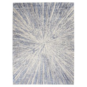Nourison Sleek Textures 94x126&quot Rectangle Contemporary Fabric Area Rug in Blue