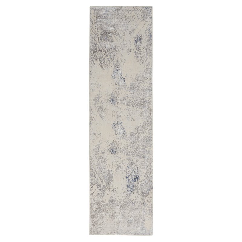 Nourison Sleek Textures 26x90&quot Runner Contemporary Fabric Area Rug in Gray