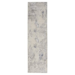 Nourison Sleek Textures 26x90&quot Runner Contemporary Fabric Area Rug in Gray