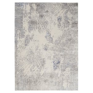 Nourison Sleek Textures 94x126&quot Rectangle Contemporary Fabric Area Rug in Gray